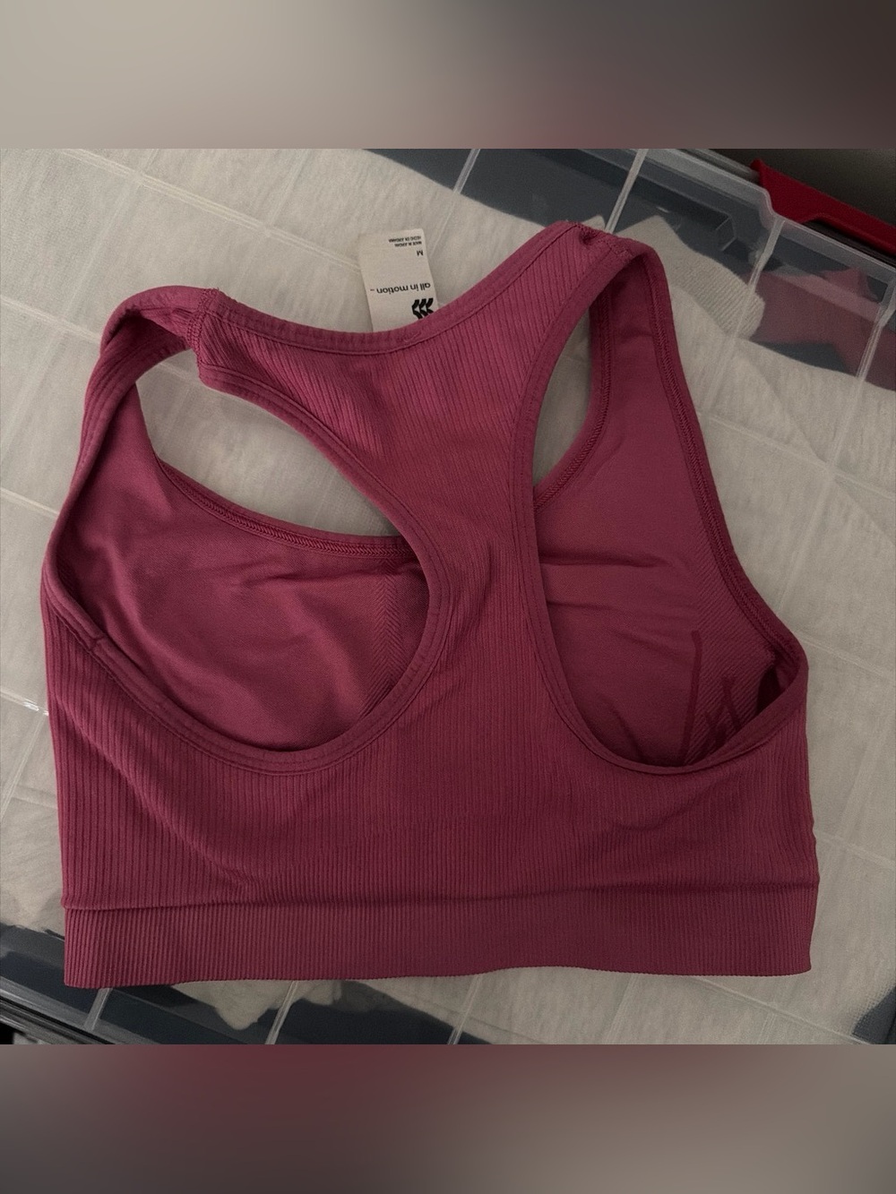 all in motion Ribbed Racerback Sports Bra - Deep Raspberry Pink - Picture 3 of 3